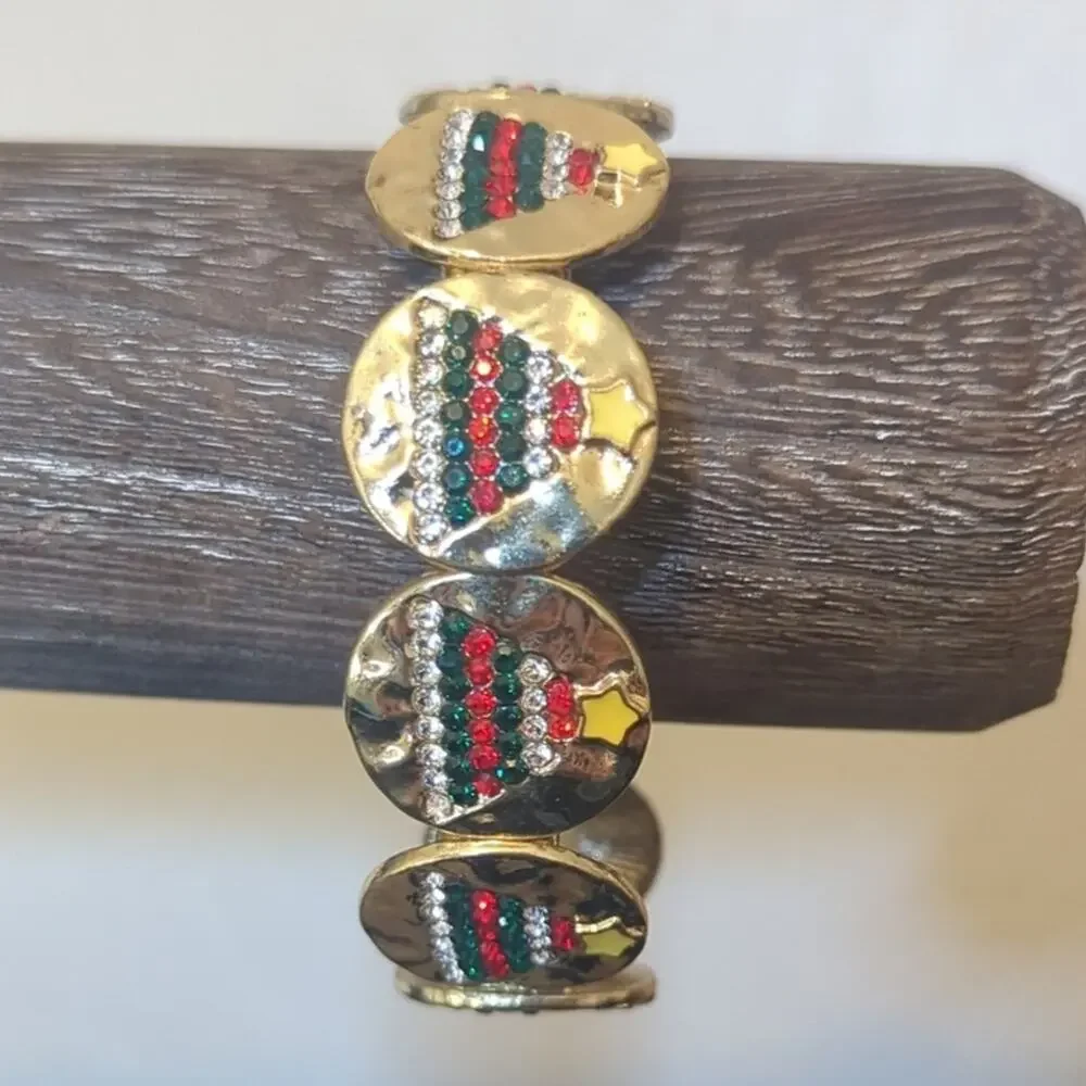 Two Christmas Bracelets -- One Bangle & One Stretch Bracelet